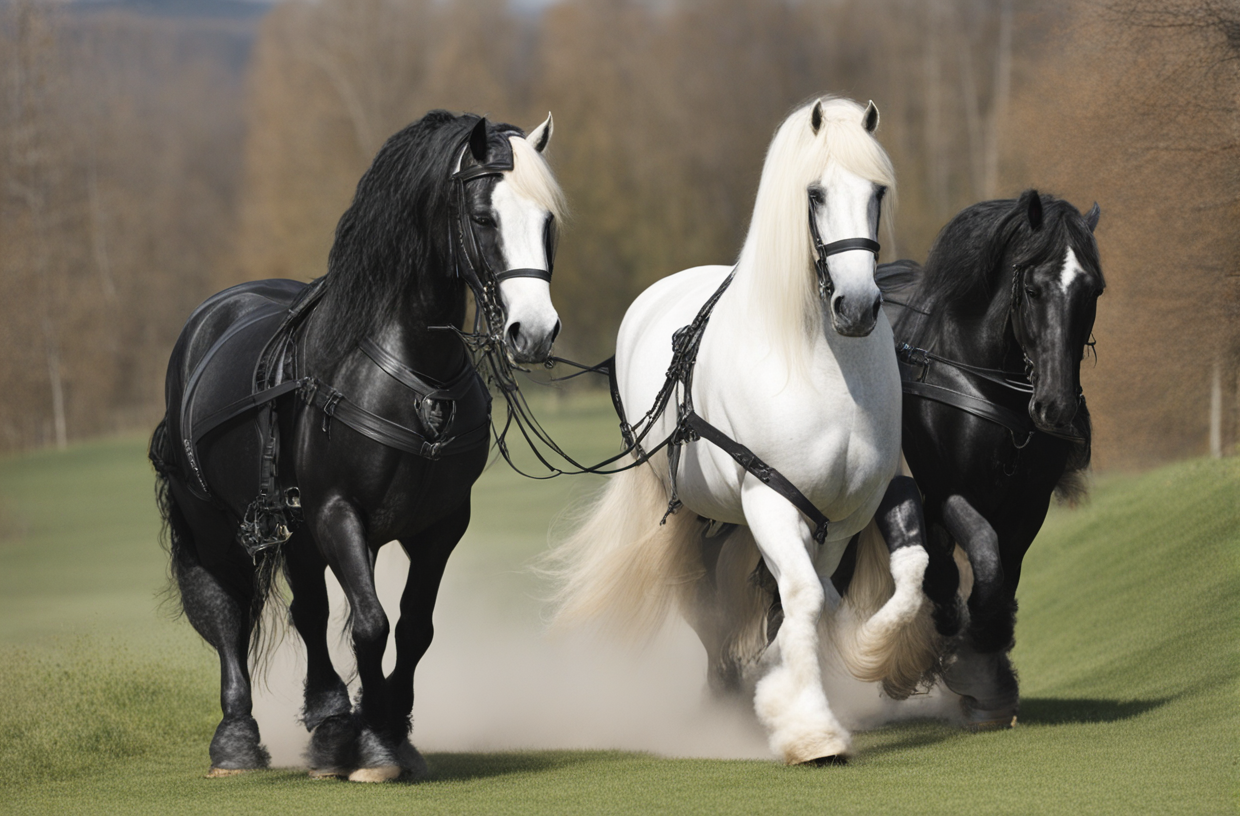 Friesian horse and Percheron horse